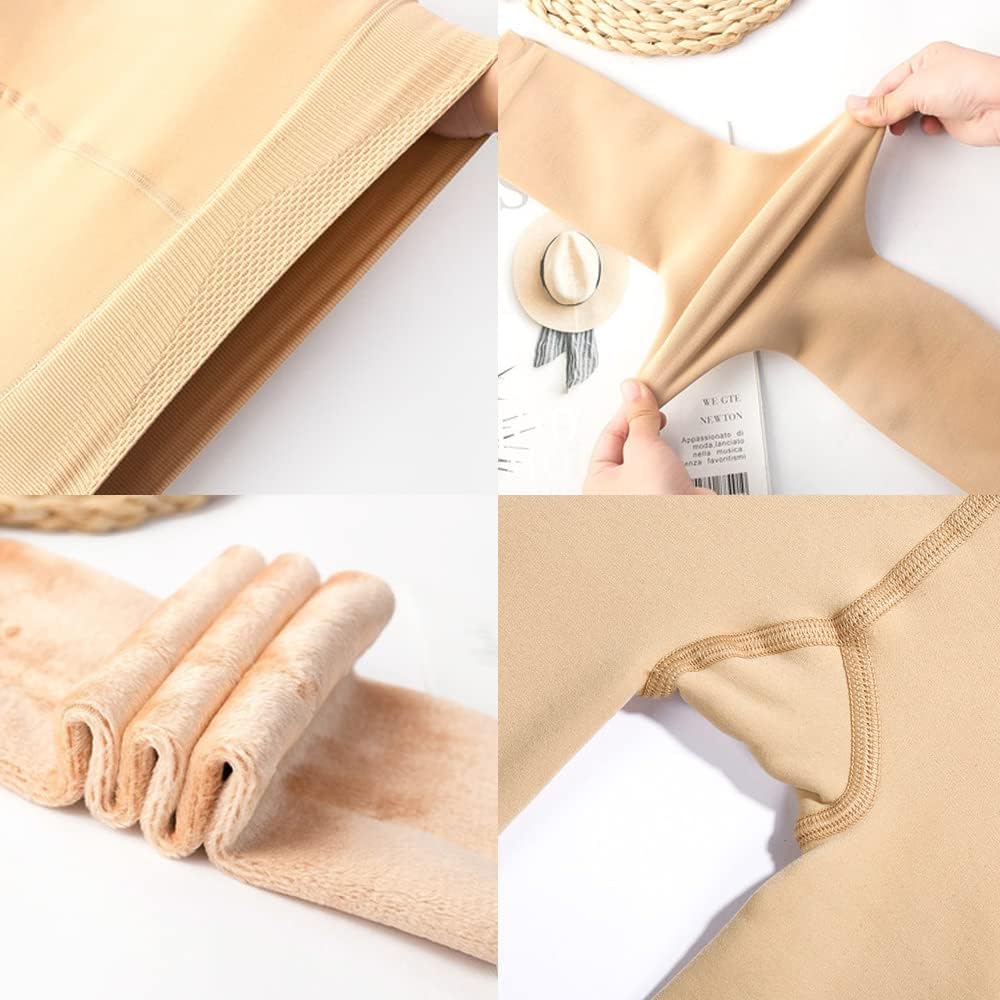 MOGA | ocieplane rajstopy polarowe beżowe – ze stopką