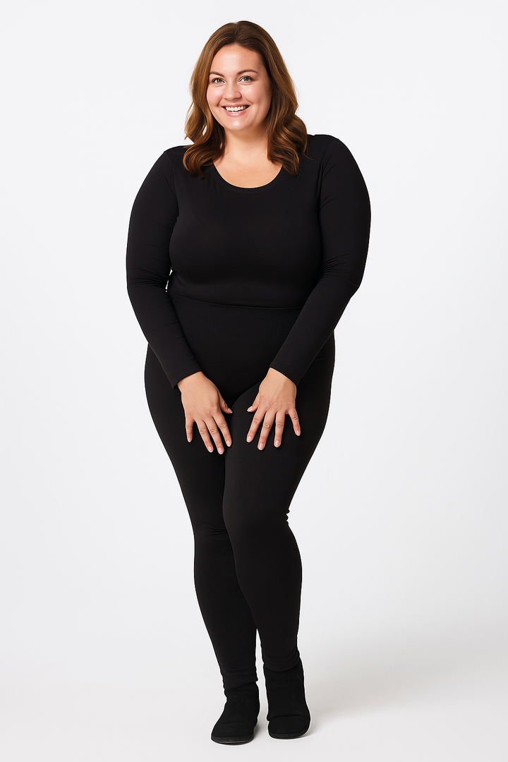 MAJA | ocieplane legginsy termo czarne z wysokim stanem